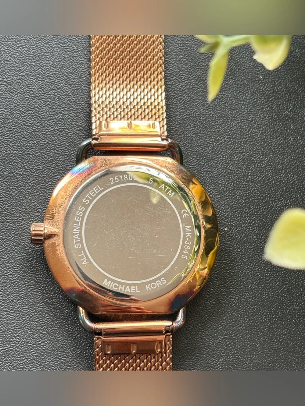 Michael Kors Rose Gold Crystal Accent Mesh Bracelet Watch